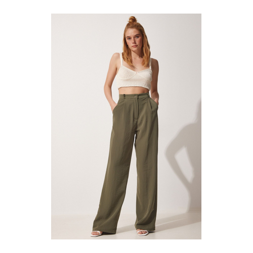 Bild von Happiness İstanbul Khaki Flowy Ayrobin Palazzo-Hose für Damen - 38