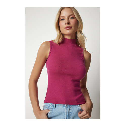 Bild von Happiness İstanbul Rollkragen-Strickbluse in Hellpflaume