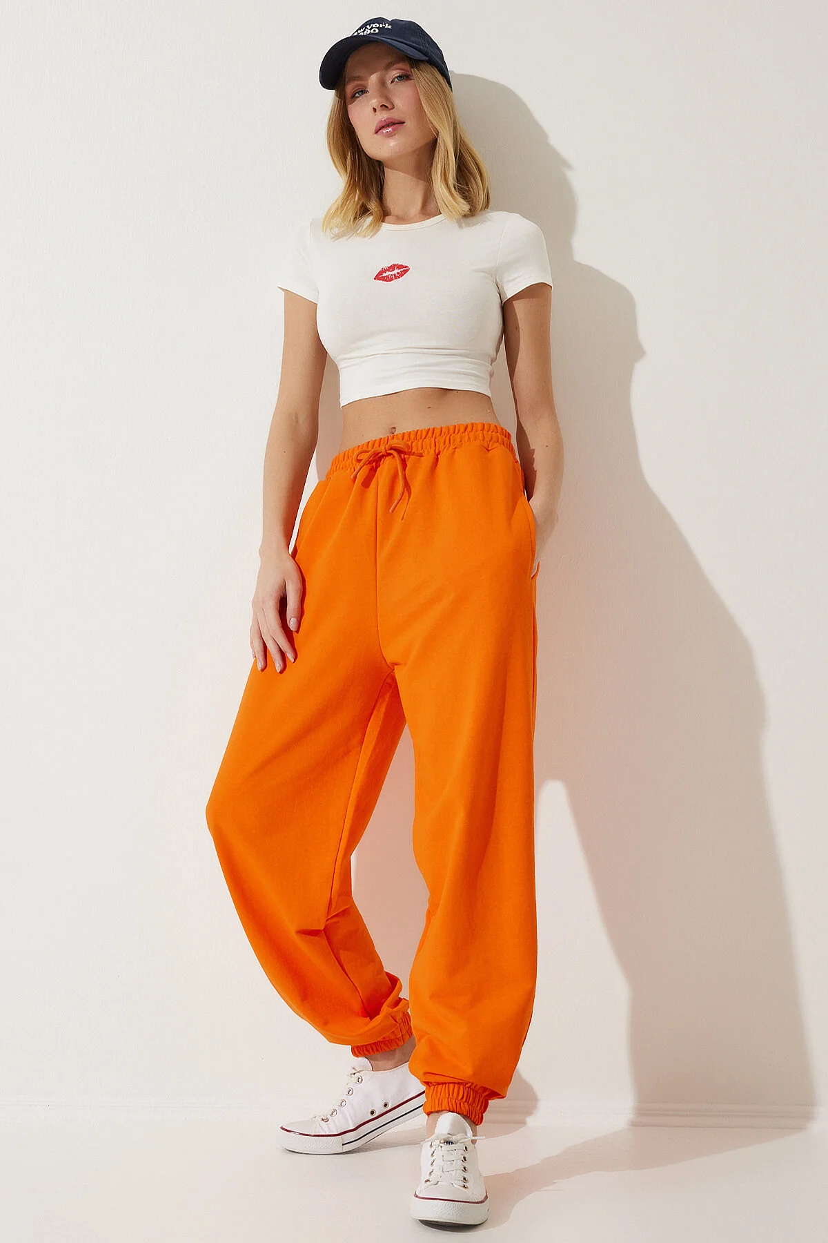 Bild von Happiness İstanbul Orangefarbene Baggy-jogginghose für Damen - L/XL