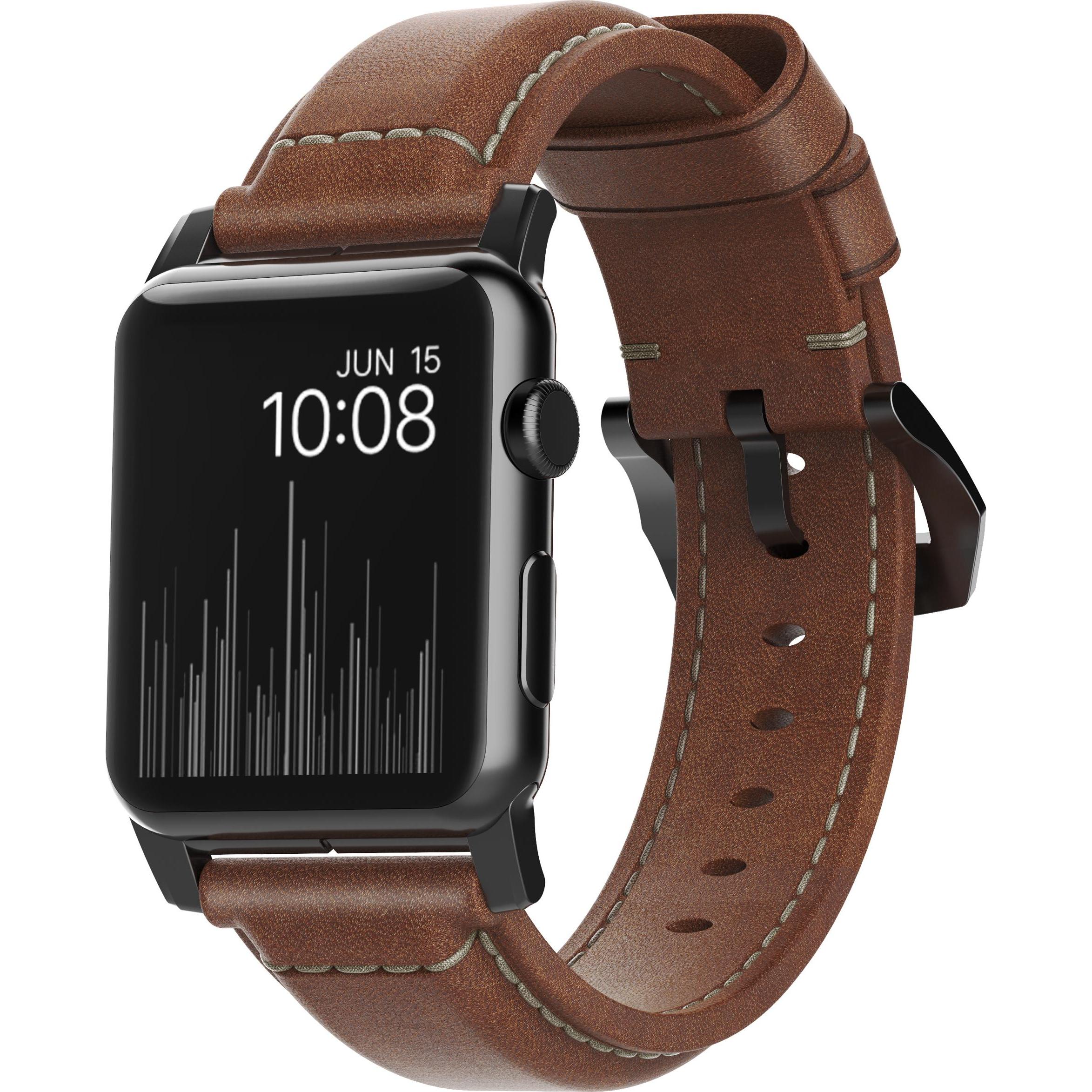 Bild von Nomad Traditional Strap (44 mm, Leder, Apple Watch Series 4, Apple Watch Series 5, Apple Watch Series 6, Apple Watch SE), Uhrenarmband, Braun, Schwarz