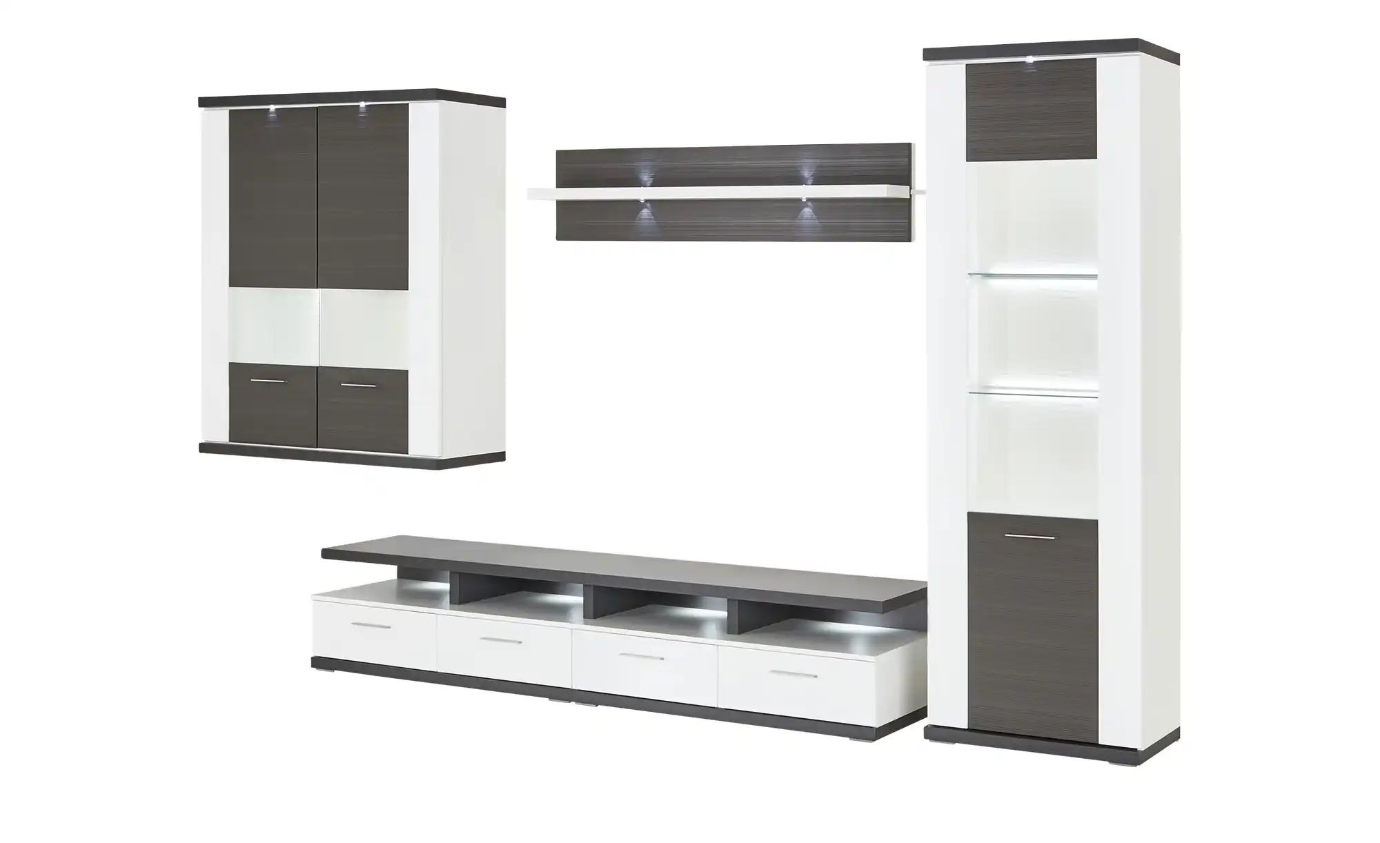 Bild von Wohnwand  Toulon ¦ grau ¦ Maße (cm): B: 313 H: 207 T: 50 Kommoden & Sideboards > Wohnwände - Sconto