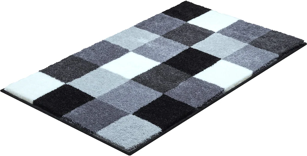 Bild von Grund Badematte BONA, Höhe 20 mm, fußbodenheizungsgeeignet, Polyester, rechteckig, rutschhemmender Rücken, kariert, flauschig, weich