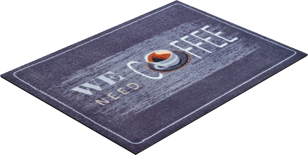 Bild von Grund Fußmatte "Coffee", rechteckig, 8 mm Höhe, Schmutzfangmatte, mit Spruch, In- und Outdoor geeignet, waschbar, den