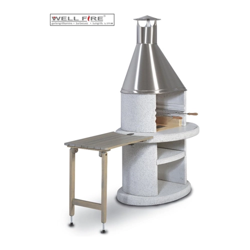 Bild von Wellfire Abstelltisch für Grillkamin oval grau