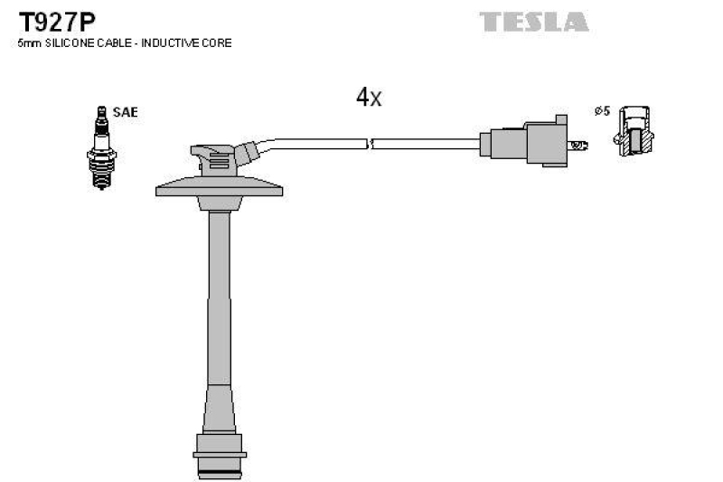 Bild von TESLA T927P Zündkabelsatz Zündleitungssatz