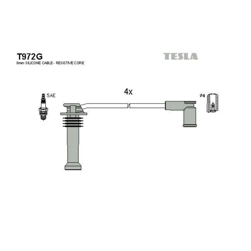 Bild von TESLA T972G Zündkabelsatz - Qualität und Passgenauigkeit für FORD und MAZDA