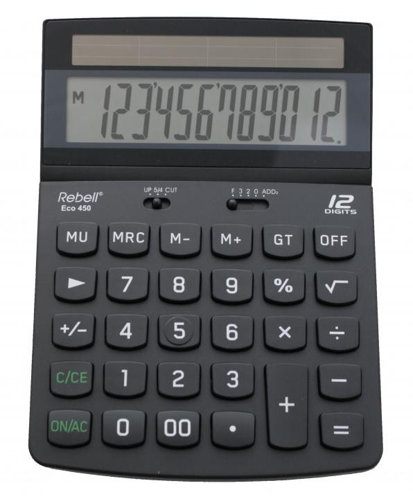 Bild von REBELL ECO450 - Taschenrechner, Eco line, 12 Stellen, schwarz
