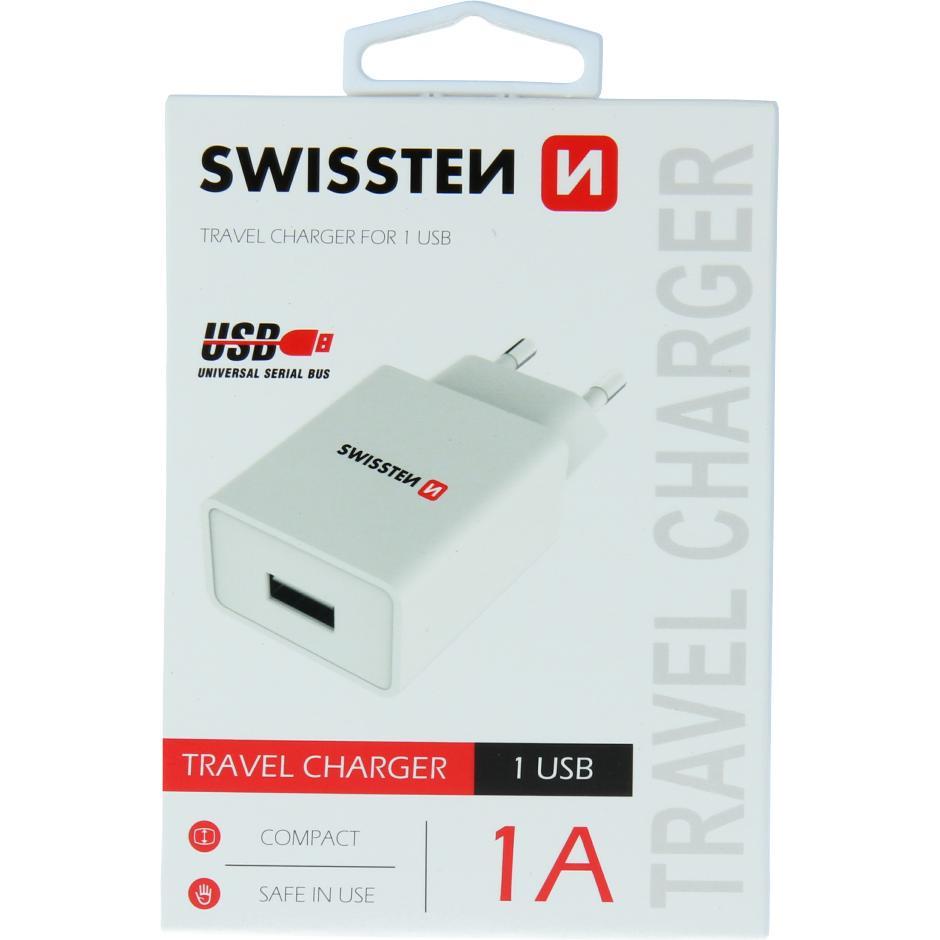 Bild von Swissten USB Ladegerät Smart IC mit 1x USB 1A Power (5 W), USB Ladegerät, Weiss