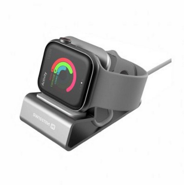 Bild von SWISSTEN Aluminium Ständer mit Silikonpad kompatibel mit Apple Watch Smartwatch-Halterung