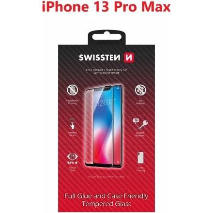 Bild von Swissten Glass Color Frame Case-Friendly iPhone 13 Pro Max - Black (1 Stück, Apple iPhone 13 Pro Max), Smartphone Schutzfolie, Schwarz
