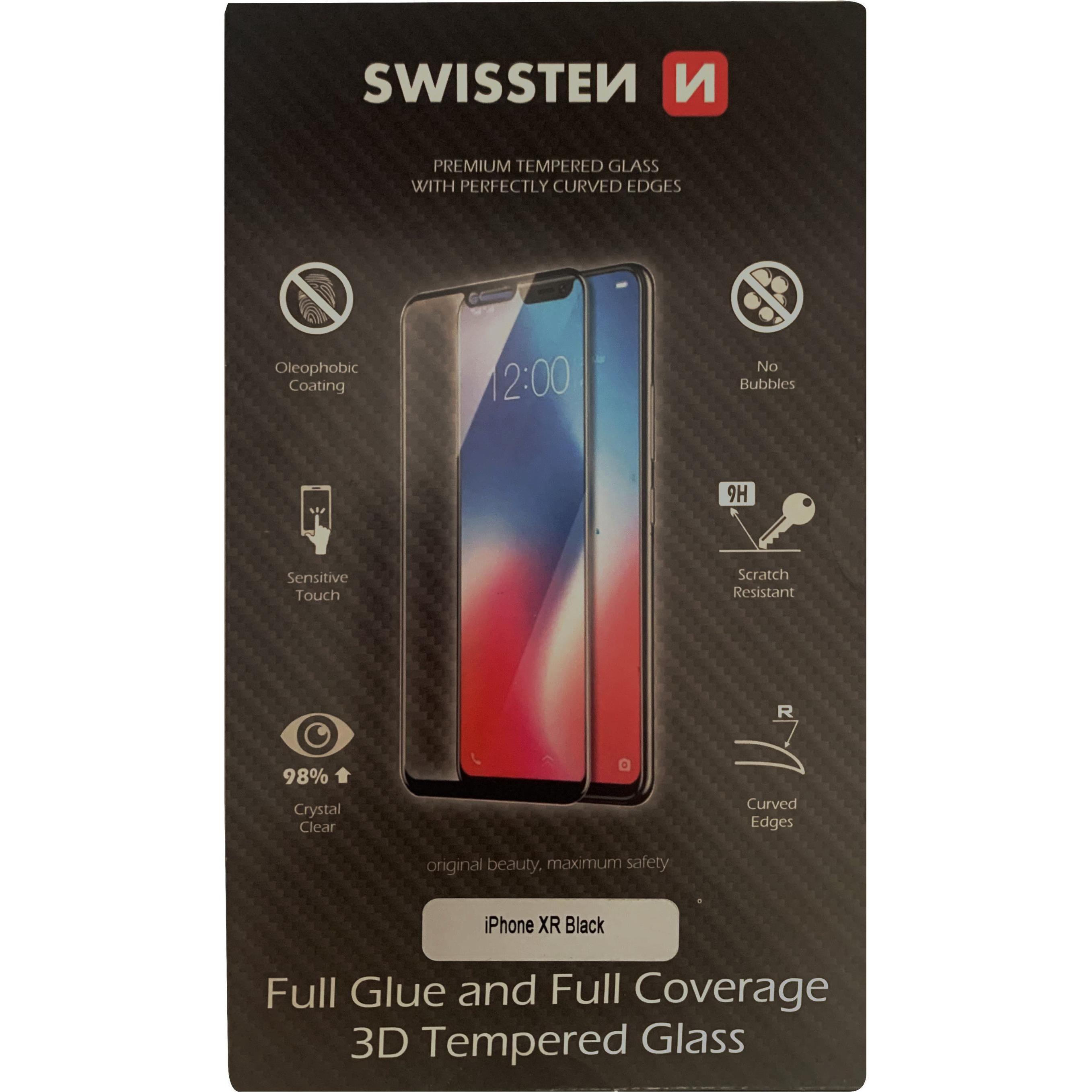Bild von Swissten Ultra Durable 3D Full Glue Glass (1 Stück, Apple iPhone XR), Smartphone Schutzfolie, Schwarz