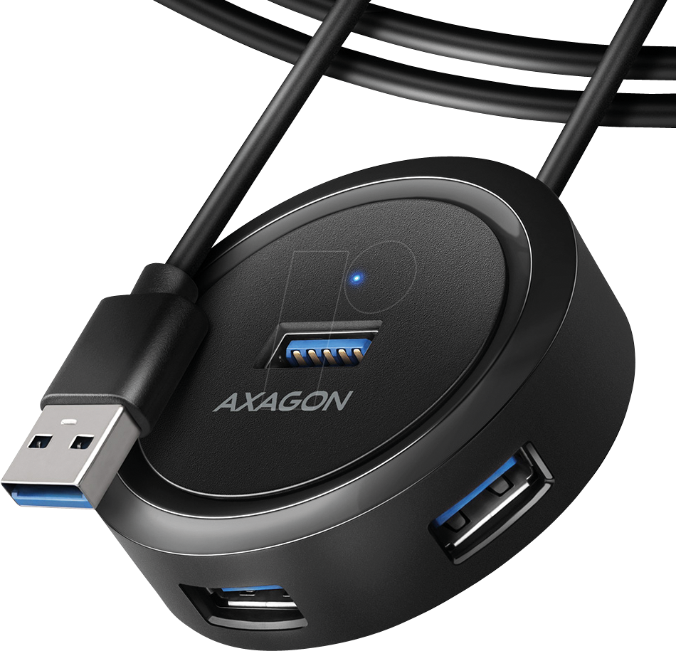 Bild von Axagon HUE-P1AL interface hub USB 3.2 Gen 1 (3.1 Gen 1) Type-A Black (USB-A, 4 Ports), Dockingstation + USB Hub, Schwarz