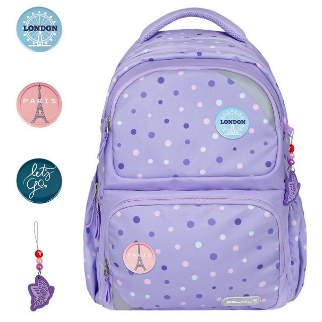 Bild von Belmil Schulrucksack "MAXI PACK" neues Modell 2025 mit Patches für Mädchen und Jungen, ab 3. Klasse mit Köpergröße von ca.120cm