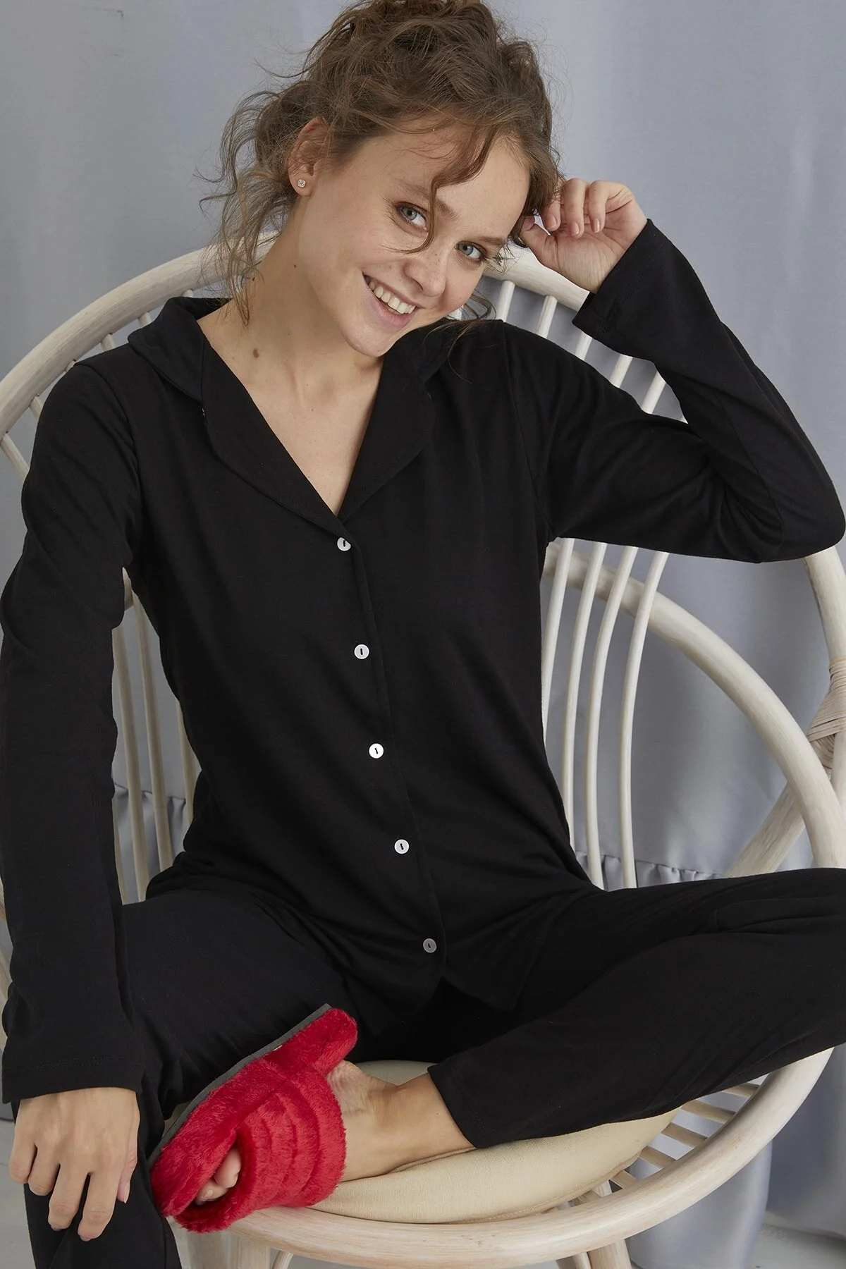 Bild von STRAWBERRY Bequemes Pyjama-set Mit Knöpfen für Damen - 2XL