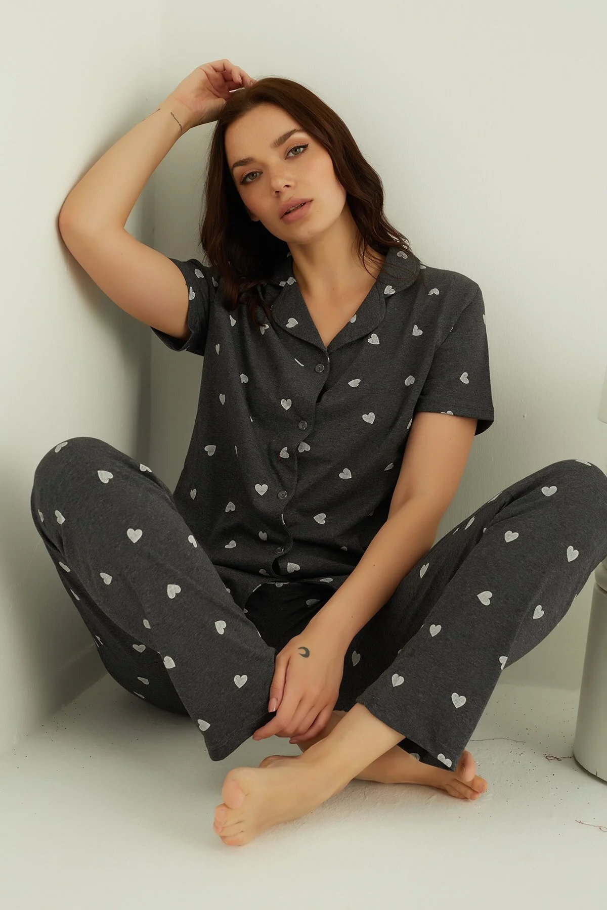 Bild von ELİTOL Pyjama-set Aus Baumwolle Mit Knöpfen für Damen - S