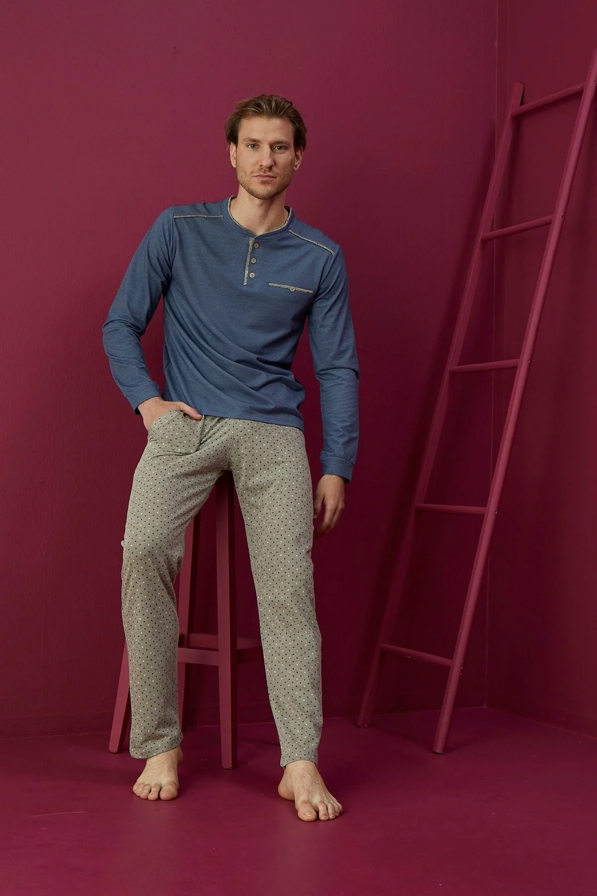 Bild von ELİTOL Jacquard-pyjama-set für Herren - M