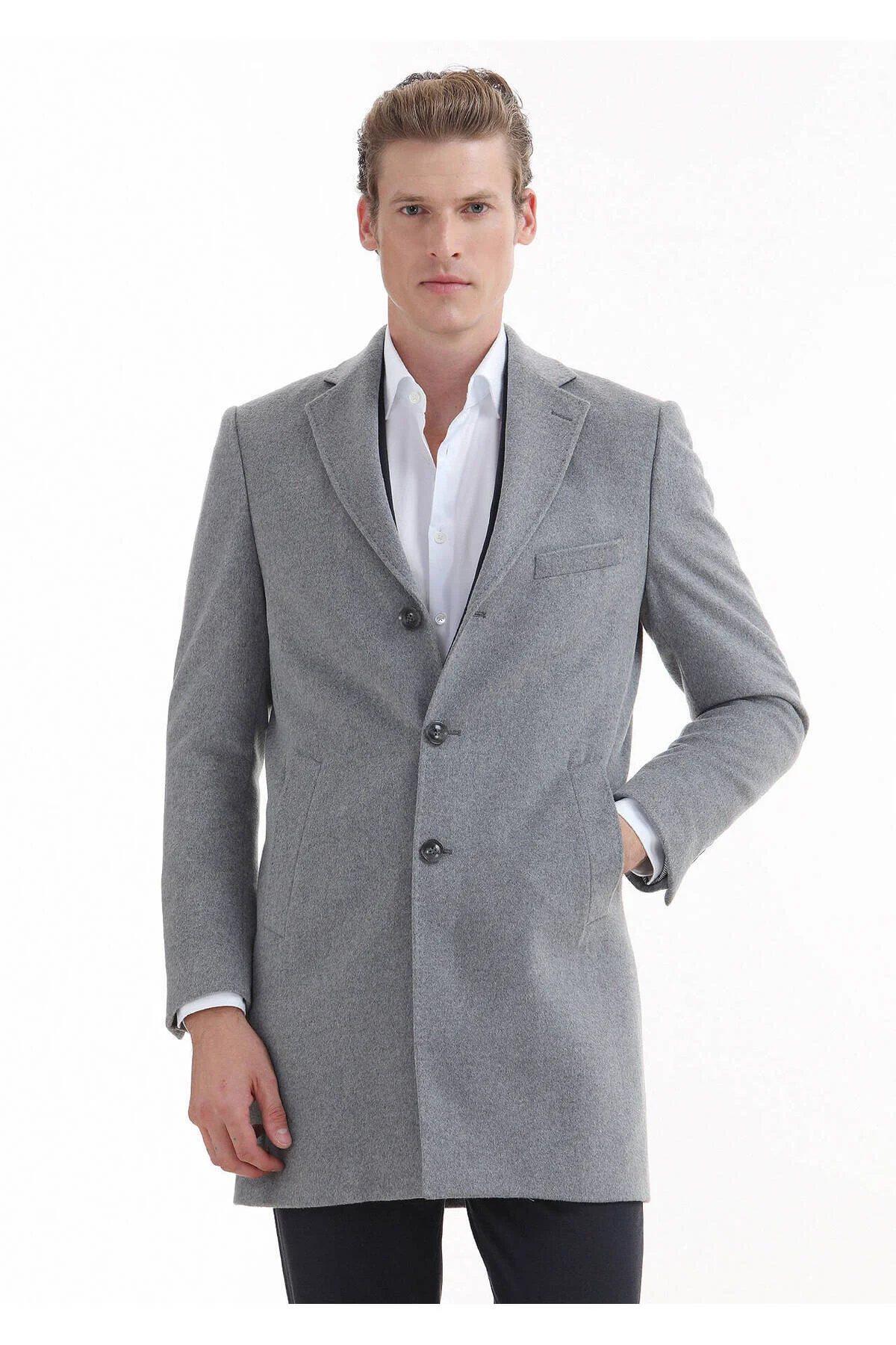 Bild von Ramsey Grey Weaving Overcoat für Herren - 48