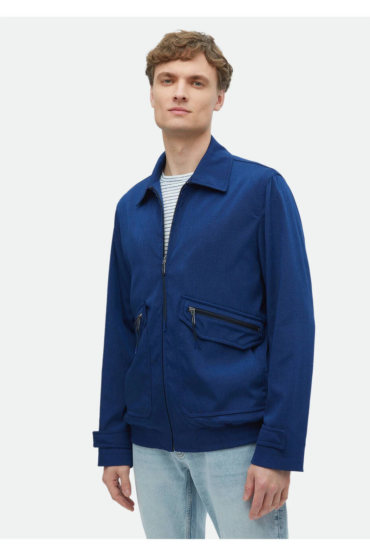Bild von Ramsey Navy Blue Weaving Coat für Herren - L