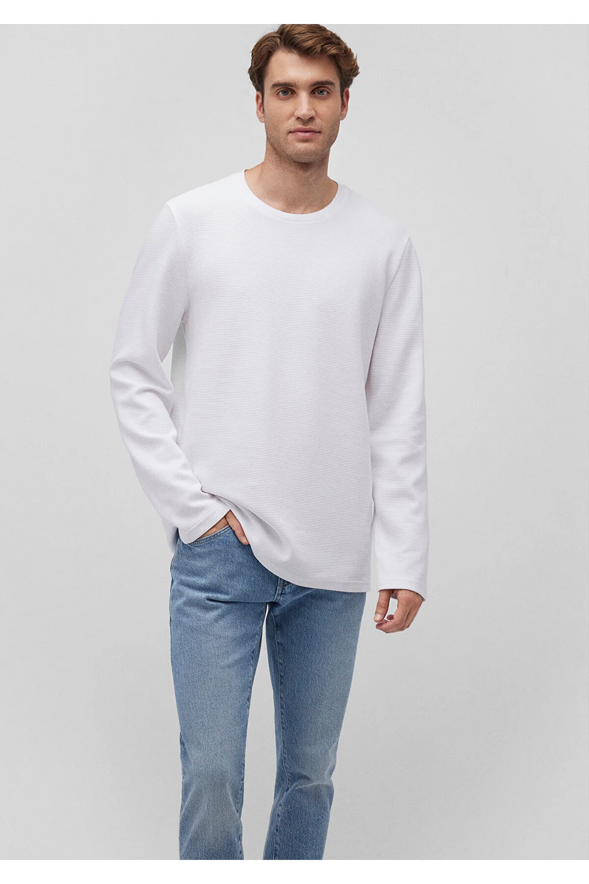 Bild von Mavi Weißes Slim Fit Langarm-t-shirt - für Herren - 2XL