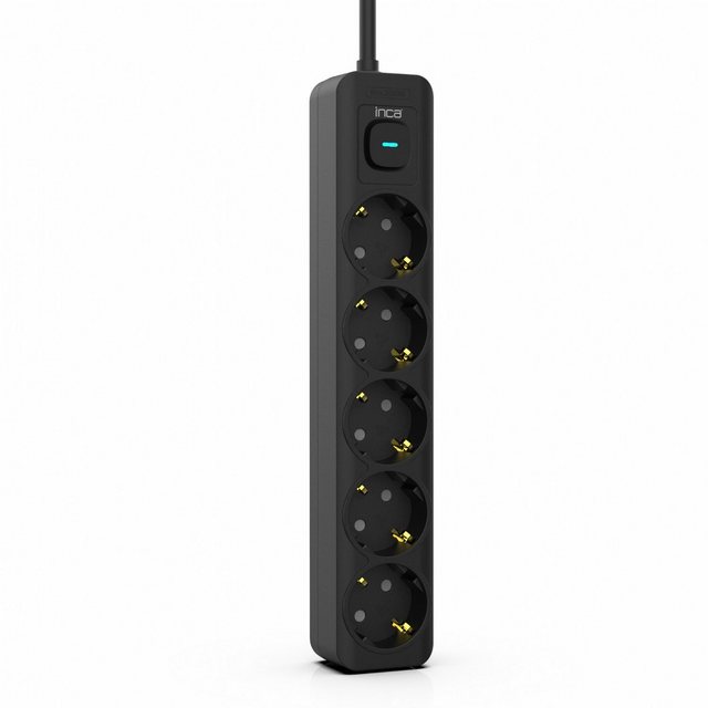 Bild von INCA IPW-44SY 5fach, LED Anzeige Kinderschutzfunktion Schwarz 1,5m Steckdosenleiste (Kabellänge 1.5 m)