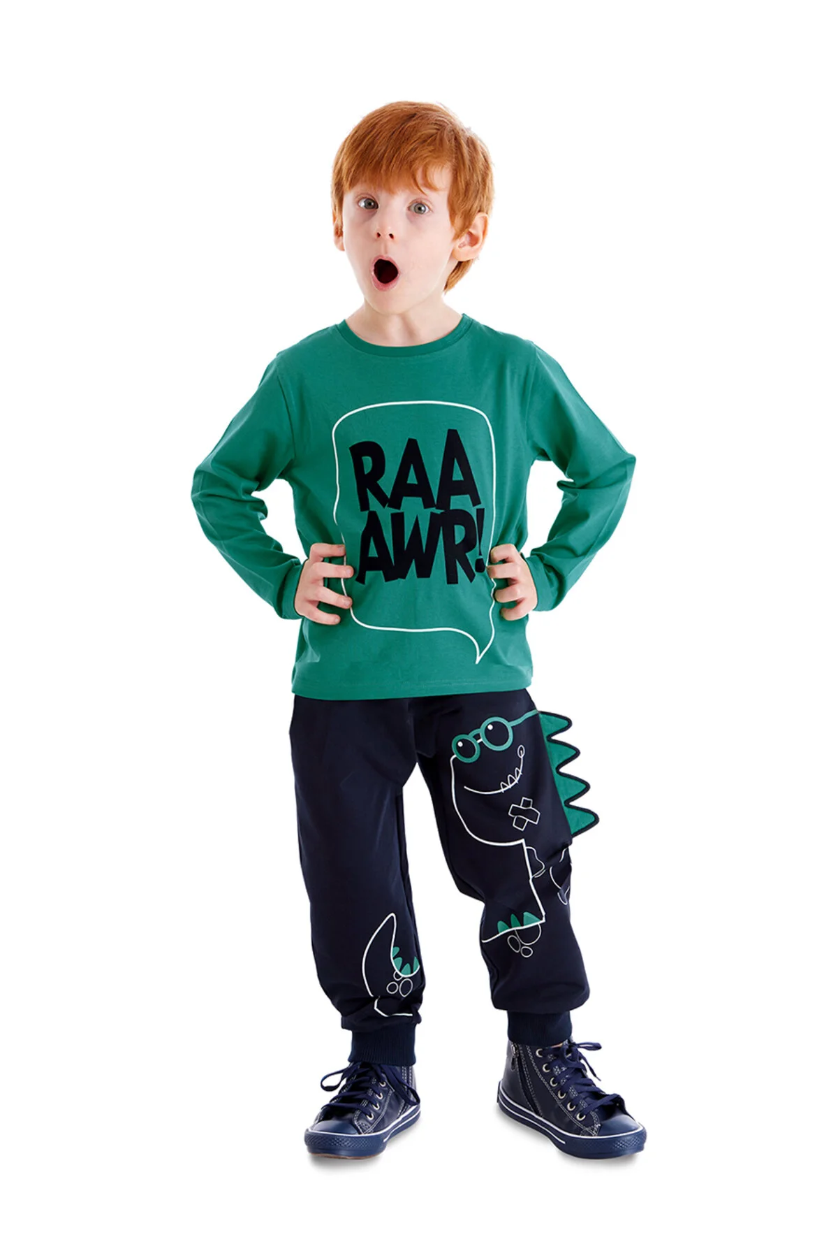 Bild von Denokids Winter-set Aus T-shirt Und Hose Mit Dino-muster Für Jungen – Gezähnt für Herren - 6 Jahre alt