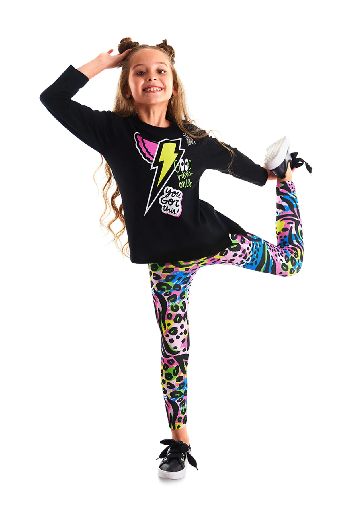 Bild von MSHB&G Set Aus T-shirt Und Leggings Mit Blitzmuster Und Flügeln Für Mädchen für Damen - 8 Jahre