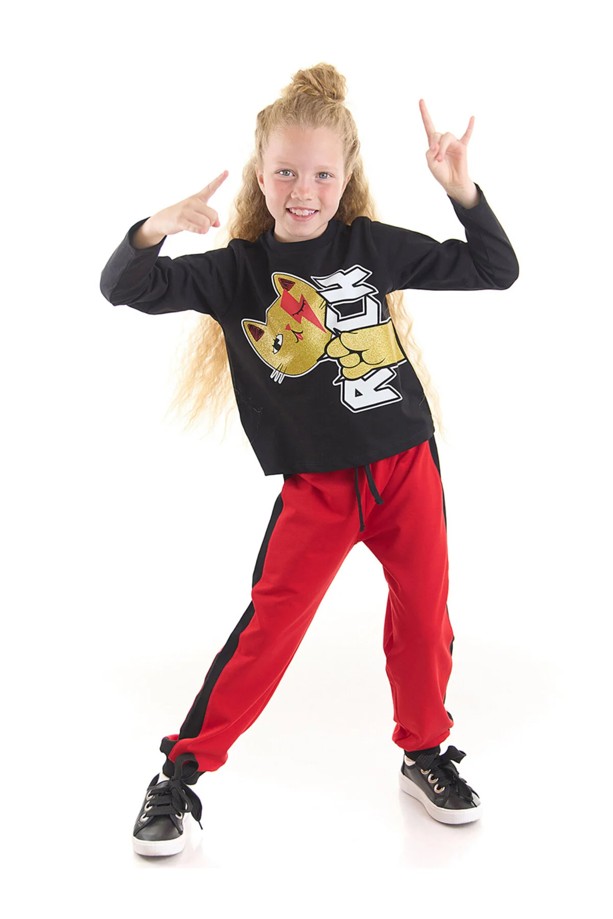 Bild von MSHB&G Rock Cat Mädchen-hosen-t-shirt-set für Damen - 8 Jahre