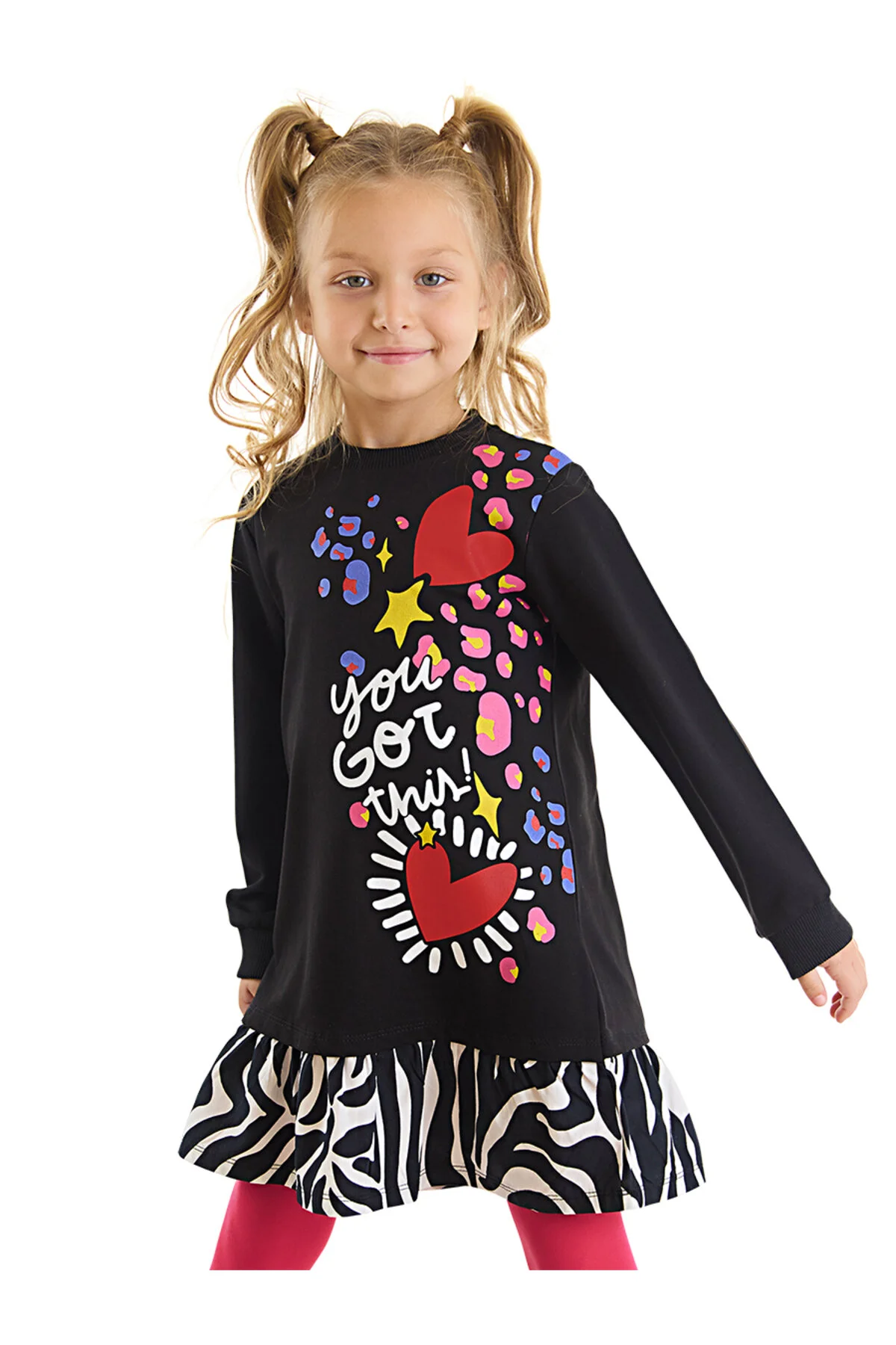 Bild von MSHB&G Schwarzes Winterkleid Mit Rüschen Und Zebra-print Für Mädchen für Damen - 6 Jahre alt