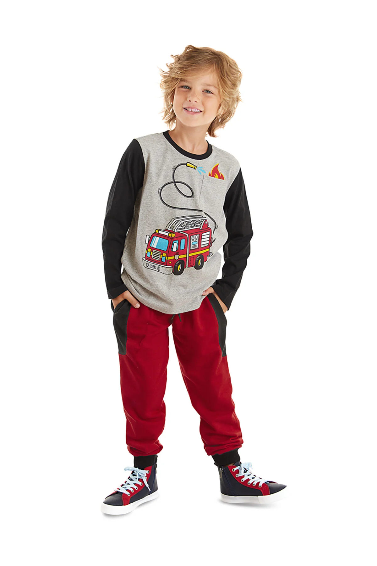 Bild von Denokids Langarm-t-shirt- Und Hosen-set Für Jungen Feuerwehr für Herren - 6 Jahre alt
