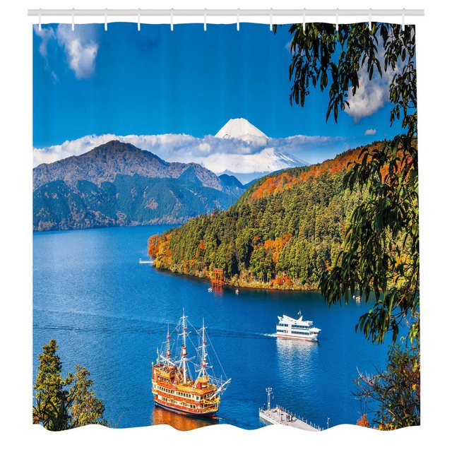 Bild von Abakuhaus Duschvorhang Moderner Digitaldruck mit 12 Haken auf Stoff Wasser Resistent Breite 175 cm, Höhe 180 cm, Landschaft Ashi-See in Japan