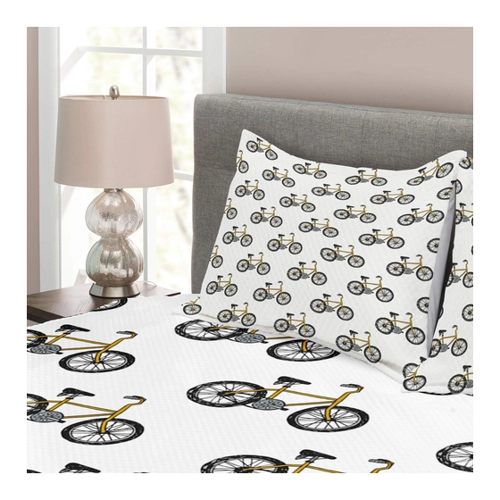Bild von ABAKUHAUS Fahrrad Tagesdecke Set – Gelb Fahrrad-Muster