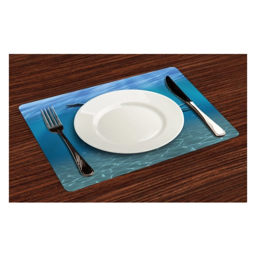 Bild von Abakuhaus Platzset Waschbare Stoff Esszimmer Küche Tischdekorations Set aus 4, Blau Aquatic Dinosaurier