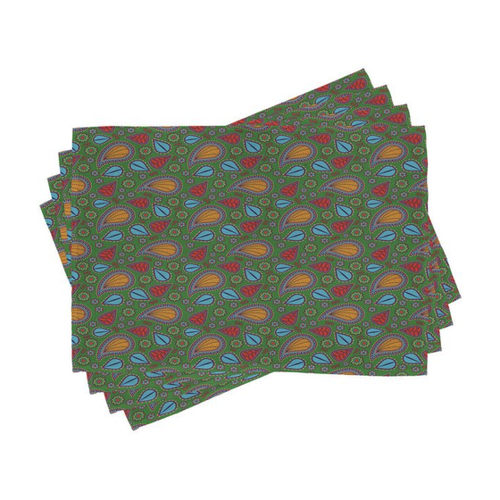Bild von Abakuhaus Platzset Waschbare Stoff Esszimmer Küche Tischdekorations Digitaldruck, (4-teilig, 4-St., Set aus 4x), Fern Green Blumenwirbel