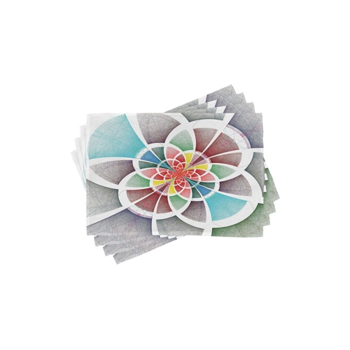 Bild von Abakuhaus Platzset Waschbare Stoff Esszimmer Küche Tischdekorations Digitaldruck, (4-teilig, 4-St., Set aus 4x), Bunt Kreise Fractal-Linien