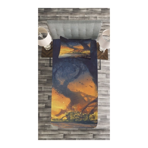 Bild von Abakuhaus Tagesdecke Set mit Kissenbezügen - Fantasie Big Tree Huge Roots-Kunst