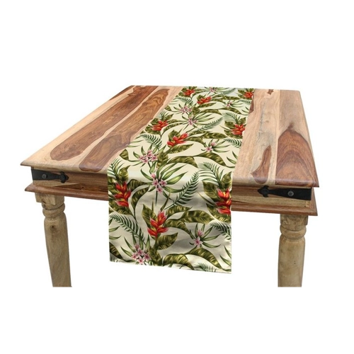 Bild von Abakuhaus Tischläufer Esszimmer Küche Rechteckiger Dekorativer Tischläufer, Blatt Romantische Aloha Weinlese