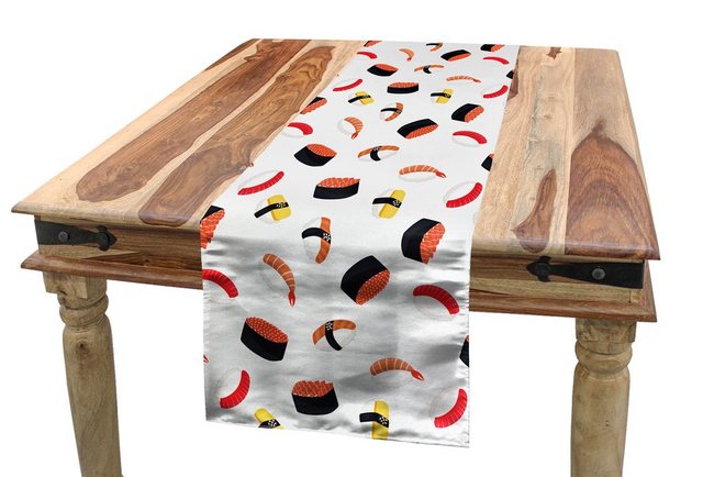 Bild von ABAKUHAUS Sushi Tischläufer, Tasty Rolls und Nigiri Essen, Esszimmer Küche Rechteckiger Dekorativer Tischläufer, 40 x 180 cm, Mehrfarbig