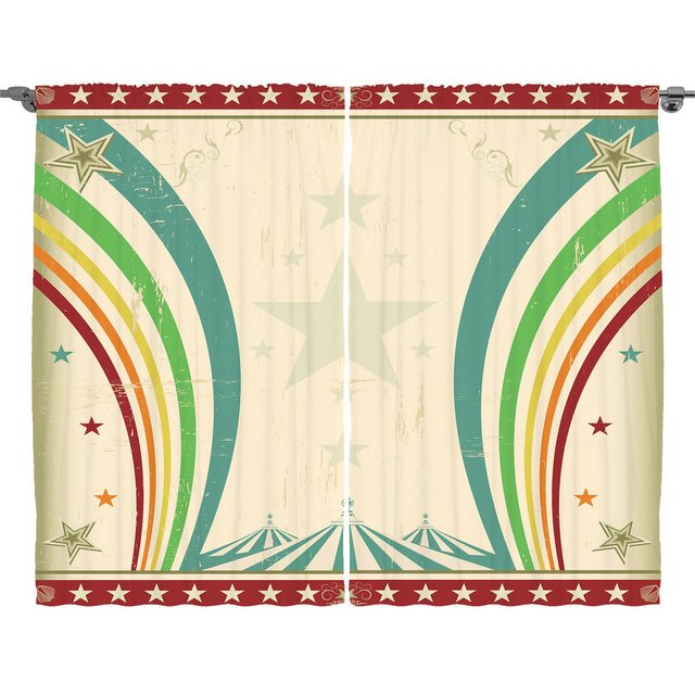 Bild von Abakuhaus Gardine Schlafzimmer Kräuselband Vorhang mit Schlaufen und Haken, Jahrgang Rainbow Zirkus-Zelte