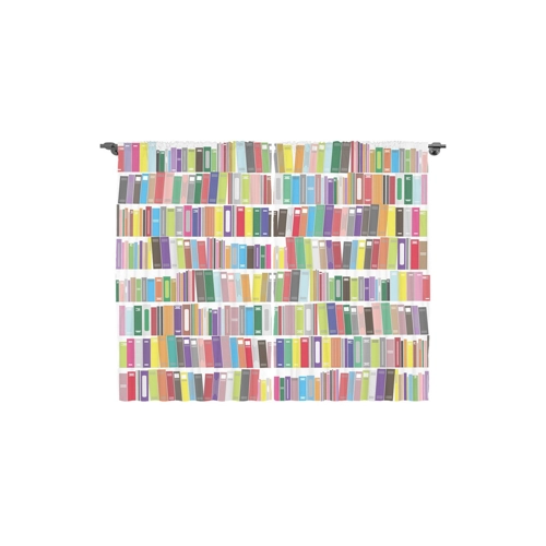 Bild von Abakuhaus Gardine Schlafzimmer Kräuselband Vorhang mit Schlaufen und Haken, Bücherregal Bunte Cartoon-Bibliothek
