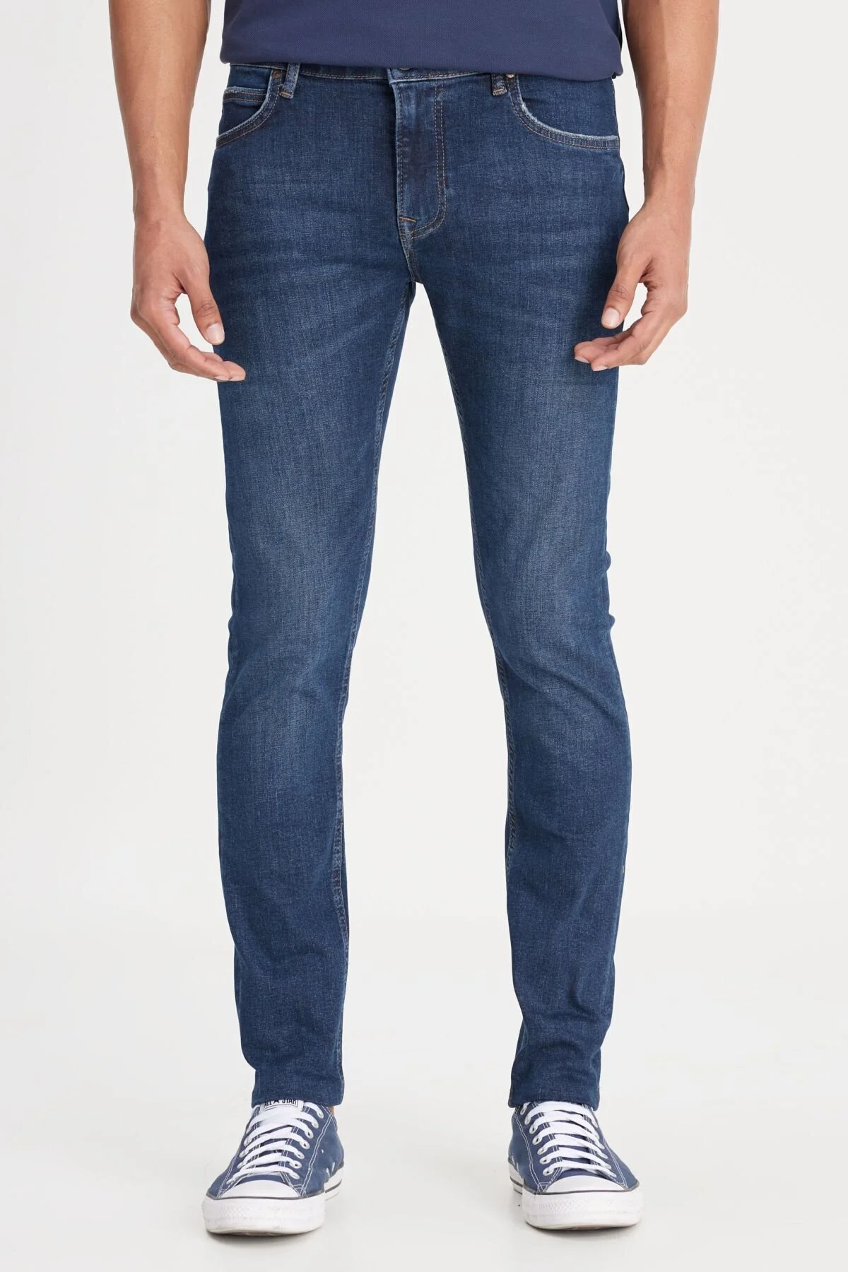Bild von Lee Malone Skinny Fit Slim Fit Dunkelblaue, Dehnbare Jeans-jeans Mit Normaler Taille für Herren - 34/34
