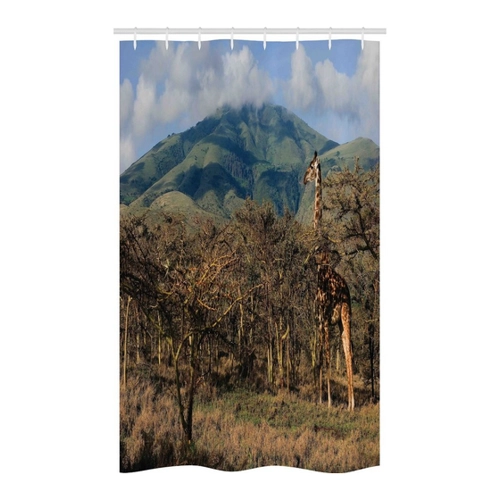 Bild von Abakuhaus Duschvorhang Badezimmer Deko Set – Zoo Giraffe Bäume Afrika Safari