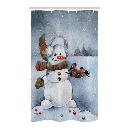 Bild von Abakuhaus Duschvorhang Badezimmer Deko Set mit Schneemann-Motiv