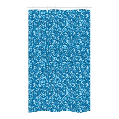 Bild von Abakuhaus Duschvorhang Badezimmer Deko Set – Blau Marine-Wellen-Spiralen-Kunst