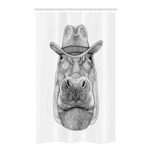 Bild von Abakuhaus Nilpferd Schmaler Duschvorhang - Behemoth Cowboy Wilder Westen