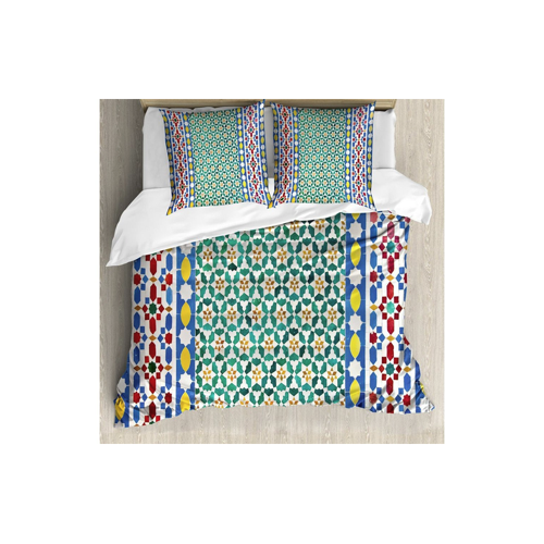 Bild von ABAKUHAUS Marokkanisches Bettbezug Set – Bunte Mosaik-Wand