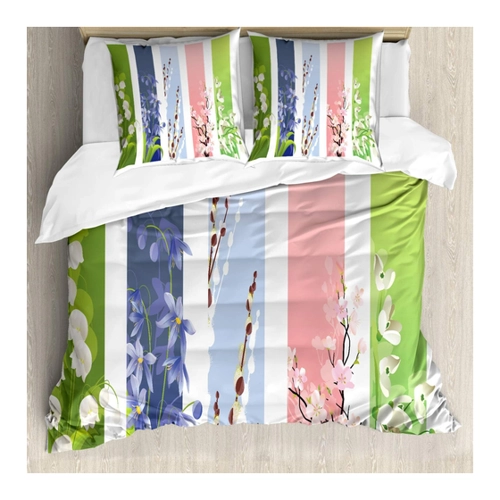 Bild von ABAKUHAUS Blume Bettbezug Set, Lily Primrose Valley