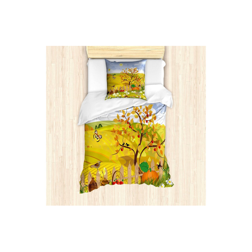 Bild von ABAKUHAUS Fallen Bettbezug Set – Herbst-Garten-Gänseblümchen