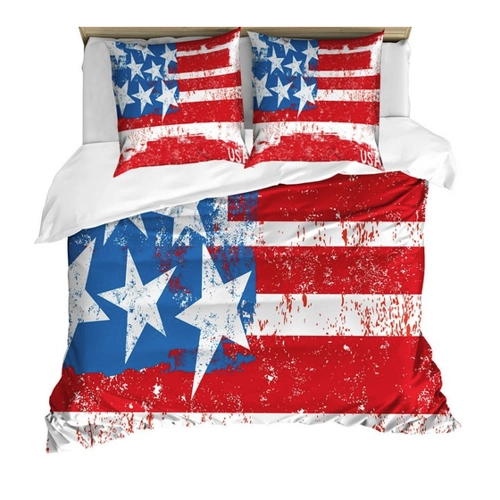 Bild von ABAKUHAUS Bettwäsche Set – Amerikanische Flagge Retro