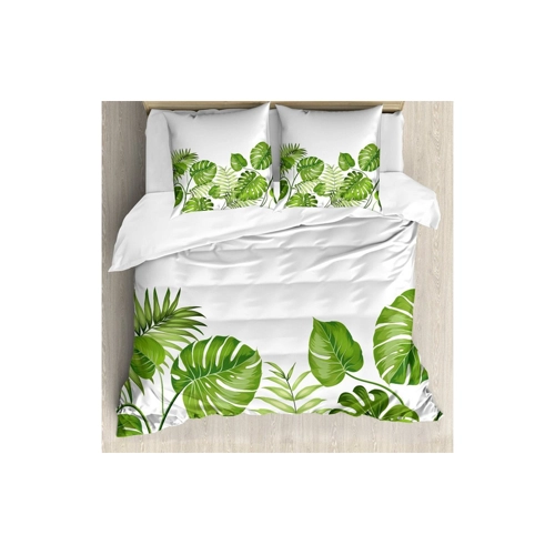 Bild von ABAKUHAUS Blatt Bettbezug Set – Laub wirbelt Botanic