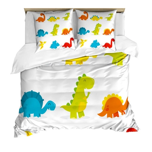 Bild von ABAKUHAUS Dinosaurier Bettbezug Set - Lustige Cartoon-Optik für Ihr Schlafzimmer
